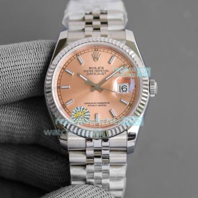 Swiss ETA 2836 Rolex Datejust 36MM Jubilee Watch Champagne Dial Fluted Bezel